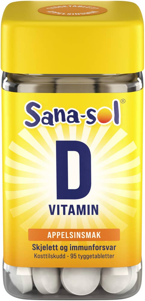 D-vitamin 10 µg Tyggetablett, 95 stk, Sana-Sol