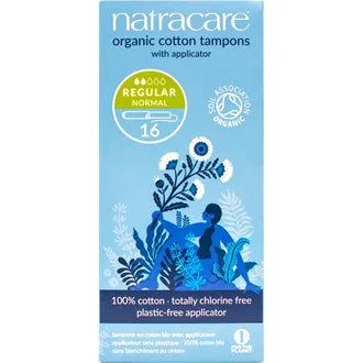 Natracare bomullstampong regular med applikator 16 stk